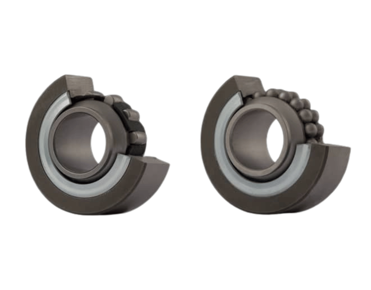Spherical-plain bearings with rollers or balls